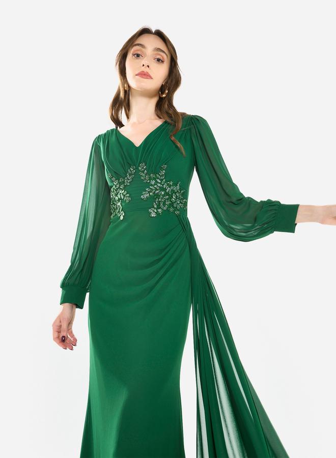 House of Moda Women Flowing Cape Embellished Maxi Dress - Image 2